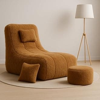 Biggie Bean Bag Chair 6XL with Beans Filled-SnuggleFur Pod - Comfort Pro Max-Ultra Plush Soft Fur-Crafted for Comfort with Free Cushion & Footrest (Fabric : Fur, Brown)