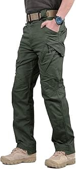 TACVASEN Men's Cargo Combat Work Trousers Military Outdoor Pants with Zip Pockets