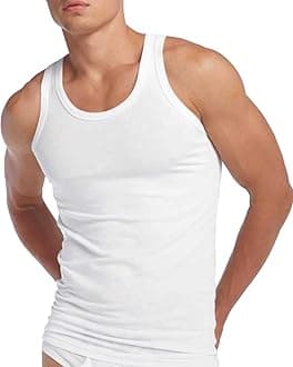 3 Pack Mens Classic Sports 100% Cotton Interlock Singlet Sleeveless Undershirt Vests in Mixed Blues or White