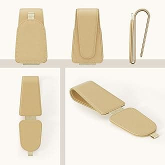 Sotfamily Sunglass Holder for Car Visor, Suede Cloth Magnetic Sunglass Organizer for Car Accessories, 2 Packs, Beige