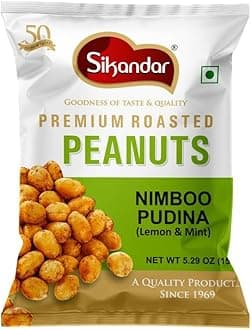 SIKANDAR Premium Roasted Peanuts 150g (Pack of 4) (600g, Nimboo Pudina)