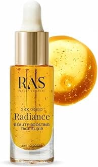 RAS Luxury Oils 24K Gold Radiance Elixir Face Serum for Glowing Skin & Skin Brightening | Face Oil | Nourish & Repair | Reduce Wrinkles, Acne & Dark Spots | (6 ml)
