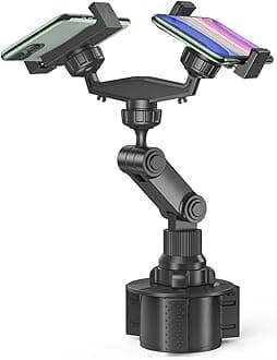 Diyeeni Dual Cup Phone Holder for Car, Universal Car Cup Phone Mount, with 360° Adjustable Holder, Cell Phone Automobile for 7 8 11 12 13 for Pro for XS for