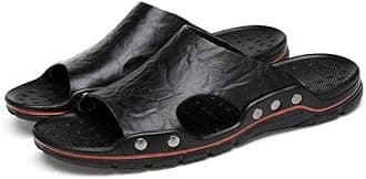 Amaonz Mens Slippers Outdoor Summer Genuine Leather Slides For Men Couple Non-Slip Women Home Fashion Casual Single Shoes Large Size