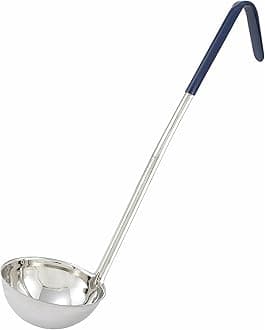 Winco Stainless Steel Ladle with Blue Handle, 8-Ounce, Medium