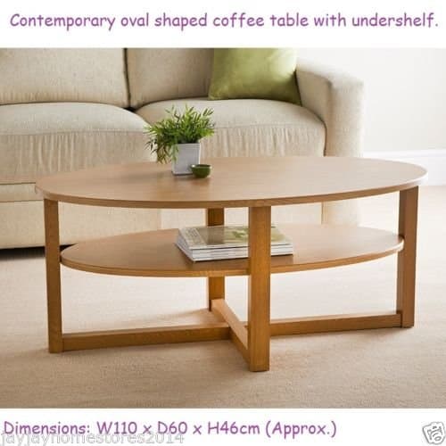 Goetic Contemporary Oval Shaped Milton Coffee Table With Undershelf.
