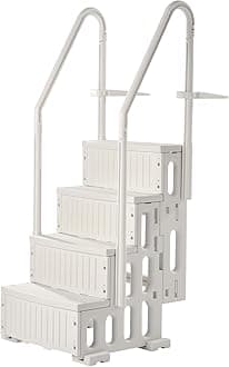 VEVOR Swimming Pool Ladder, 4-Step Double Handrails Stairs with Non-slip Heavy Duty Steps, Max Load Capacity 400 lbs, for 48-54 In Inground & Above-ground Pools of Any Decking Surface, Milk White