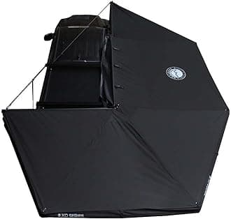 Overland Vehicle Systems 19690002 XD Nomadic 270 Degree Awning with Integrated LED Lights & Black Out Passenger Side | 129 Sq Ft of Coverage | Black Fabric and Travel Cover Included
