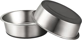 URBUDDIES 2 Pack Stainless Steel Dog Bowls, Premium Metal Dog Bowls with Non Slip Rubber Bottom, Dishwasher Safe, Easy to Clean, 8 Cup, Gray Bottom