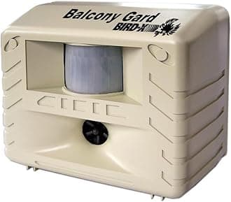 Bird-X Balcony Gard, Ultrasonic Bird Preventer, Outdoor Bird Decoy with Motion-Sensor, Easy to Install, Covers up to 900 sq. ft., 15 to 25 kHz Frequency, 6.75" x 5.5" x 3.5"