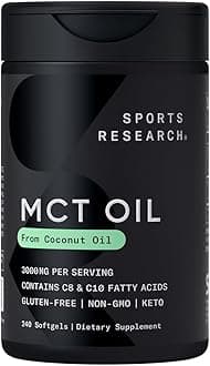 Coconut MCT Oil 3000mg - Keto Brain & Body Fuel - C8 + C10 MCT Oil from Coconut · Keto · Non-GMO - Gluten Free - 240 Softgels
