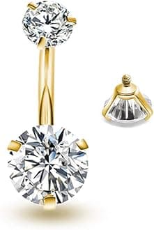 Belly Button Rings Round Cubic Zirconia Navel Barbell Stud Body Piercing