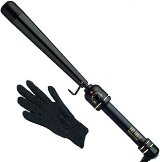Hot Tools Black Gold Reversed Tapered Curling Wand | Creates Tousled Waves and Curls (1-1/4 – ¾ in)