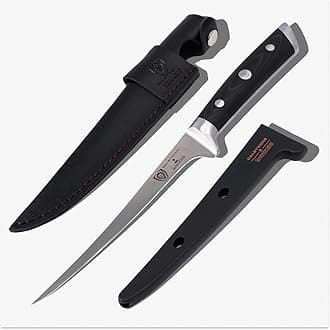 Fillet Knife - 7 inch Flexible Blade - Gladiator Series Elite - High Carbon German Steel - Black G10 Handle Boning Knife - w/Two Sheaths - Razor Sharp Kitchen Knife Gift - NSF Certified