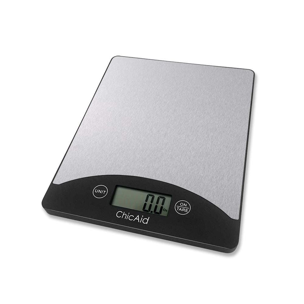 Digital Kitchen Food Scale, ChicAid Multifunction Weighing Scale for Baking Cooking Dieting, 11lb 5kg, LCD Display, Lightweight and Portable, Stainless Steel Top, Easy to Clean