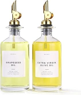 Molimoli - Premium Olive Oil Dispenser Bottles for Kitchen with Pourer - Oil and Vinegar Dispenser Set, Glass Dispenser for Kitchen, Dispenser Bottle of 350ml - Set of 2