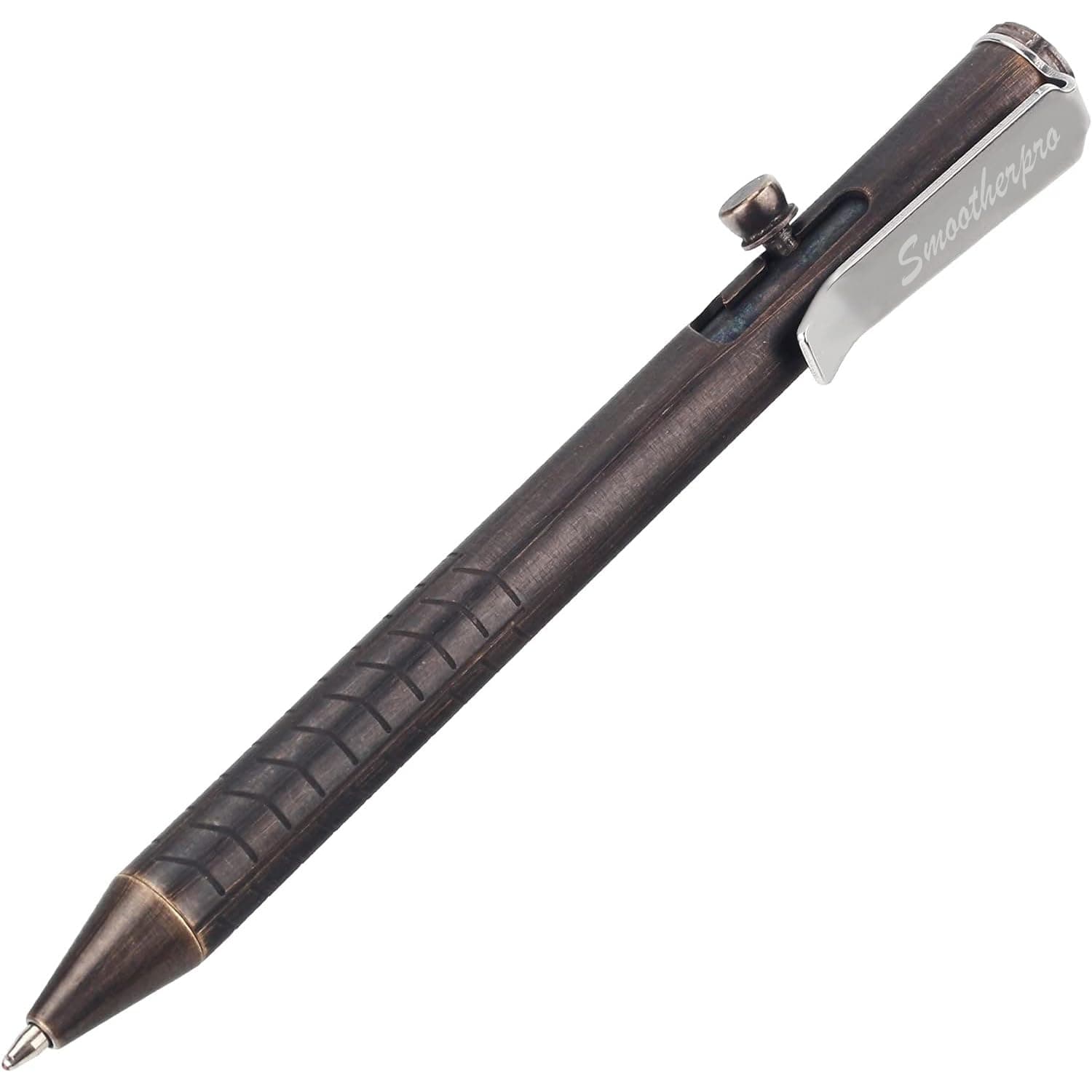 Solid Brass Bolt Action Pen Compatible with Fisher Space SPR Refill Weight Balanced for Tremor Parkinson Arthritic Signature Retro Black (FSR010)