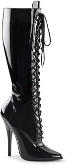Women's Knee High Stiletto Heel Boots, Ladies Lace up High Heel Pointed Toe Party Long Shoes Boot With Side Zip Closure Size 3-12 UK
