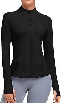 Women's Athletic Full Zip Lightweight Workout Jacket With Pockets Running Slim Fit Yoga Sportwear With Thumb Holes
