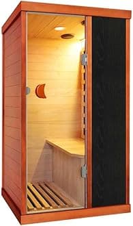 RIGO Far Infrared Sauna 800W Single-Person Indoor Sauna Home Sauna Low EMF 110V Dry Sauna Dimensions: 28.74 × 35.24 × 61.61 inches