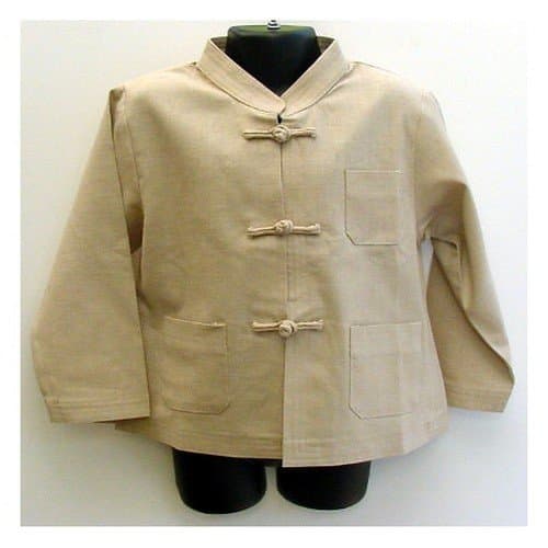 Kid Beige Linen Kung Fu Jacket, Size 4