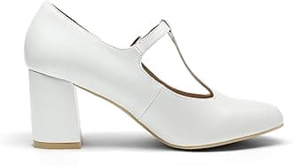 DREAM PAIRS Low Chunky Heels for Women T-Strap Mary Jane Pumps Wedding Dress Shoes