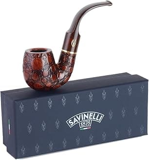 Savinelli Pipes Alligator Collection 614 Oom Paul - Colorful Hand Stained Italian Wood Briar Pipe, Handmade in Italy, 6mm (Brown)
