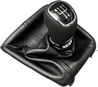 ​​Shift Handle 5/6 Speed Leather Car Shift Gear Knob Lever Gaitor Boot Cover for Skoda for Yeti 2009-12 for Superb II (2008-12)(5 Speed)