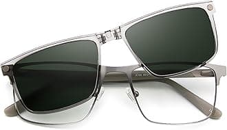 Bauhaus Magnetic Clip on Sunglasses for Men & Women Polarized UV Protection Retro Square Eyeglasses Fit Over Night Driving