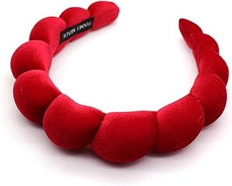 Headbands for Women Girls, Fashion Wide Headband Yoga Workout Head Bands Hair Accessories, Padded Fabric Hair Bands Red Velvet Headband, Red