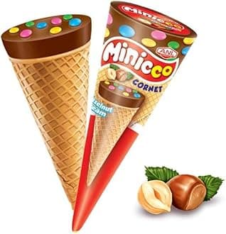 Minicco Gourmet Cornet with Hazelnuts - 24 Count (25g Each) - Turkish Chocolate Wafer Treat for All Occasions- Delicious Ice Cream Candy Treat