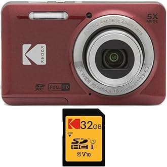 PIXPRO Friendly Zoom FZ55 (Red) with 32GB Memory Card Bundle