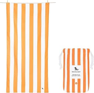 Beach Towel - Quick Dry, Sand Free - Compact, Lightweight - 100% Recycled - Includes Bag - Cabana - Ipanema Orange - Extra Large (200x90cm, 78x35")