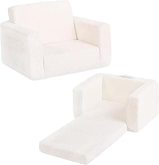 Kids Sofa, 2-in-1 Toddler Chair, Convertible Children Couch to Lounger, Flip Out Kid Sofas Chair, Toddler Armrest Chairs Bed, Folding Kids Play Sofa for Girl or Boy (Beige)