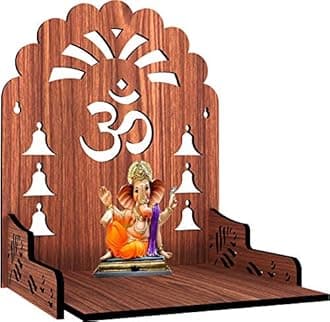 MANDIRAM SSI Wooden Mandir for Pooja Home Decoration Wall Mounted Beautiful Temple
