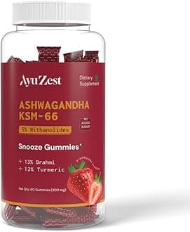 AyuZest Ashwagandha KSM-66 Snooze Gummies 3600mg – Sleep Support & Stress Reduction, Promotes Relaxation & Recovery, 60 Count For Men & Women (Pack of 1)