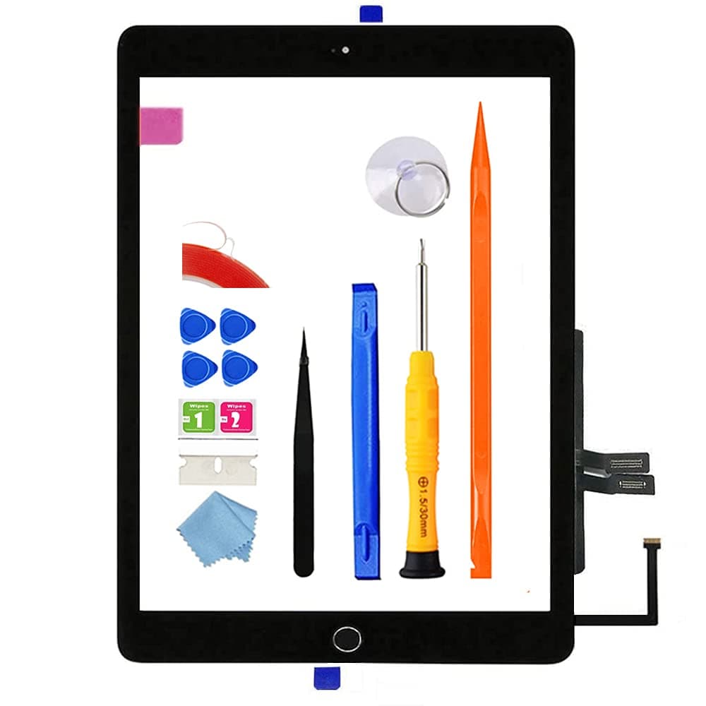 A1893 A1954 Screen Replacement Kit for iPad 6 (6th Gen) Digitizer Touch Glass 6th Generation 9.7 inch 2018, with Home Button Full Repair Tools [Without LCD]