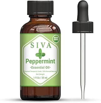 SIVA ORGANICS Peppermint Essential Oil - 1 Fl Oz – Natural Peppermint Oil - for Diffuser, Face, Skin Care, Aromatherapy, Hair Care, Scalp and Body Massage - with Dropper