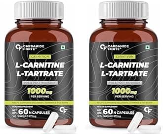 Carbamide Forte L Carnitine Supplement 1000mg Capsules for Men & Women | Pre Workout Supplement - 60 Veg Capsules (Pack of 2), 2 count