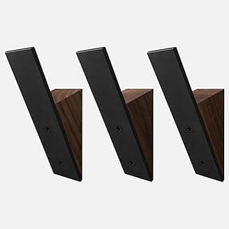 Wall Coat Hook Rack - Set of 3 - Black Walnut Wood Black Metal Decorative Hat Hooks for Hanging Coats - Hat Hangers for Wall