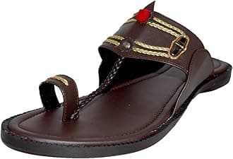 Royal KhwaabMen's Daily/Casual/Ethnicwear Slip-on Brown Color Flat Handmade Kolhapuri Chappal (Brown