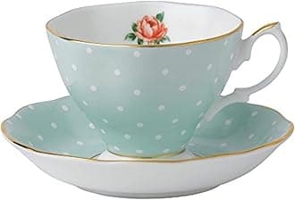 Royal Albert Modern Vintage POLROS26135 Teacup & Saucer, 2 Piece Set Polka Rose, Bone China