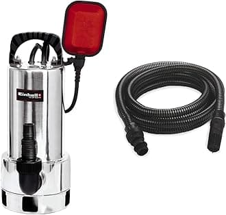Einhell GC-DP 9035N Clean/Dirty Water Pump | 900W Stainless Steel Submersible Pump, 18,000 L/H & 4173635 Suction Hose for Water Pumps Diameter Plastic Tube with Male and Female Adaptors |