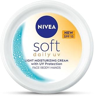 NIVEA Soft Daily UV Light Moisturising Cream with SPF-15, Vitamin E, Shea butter and Jojoba oil | Light Weight & Non Greasy | 48H Hydration| UV Protection | All Skin types |200ml