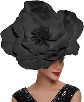 Large Flower Fascinators for Girls Women Tea Party Cocktail Headwear Derby Hats with Headband and Clip for Wedding