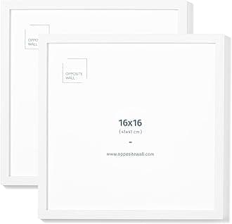 Opposite Wall - 16x16 in - White Solid Oak Wood Picture Frame - Lightweight, Versatile & Shatterproof - Wall Hanging Poster or Photo Frame - Wall Decor for Office, Gallery & Home - 2 Pack