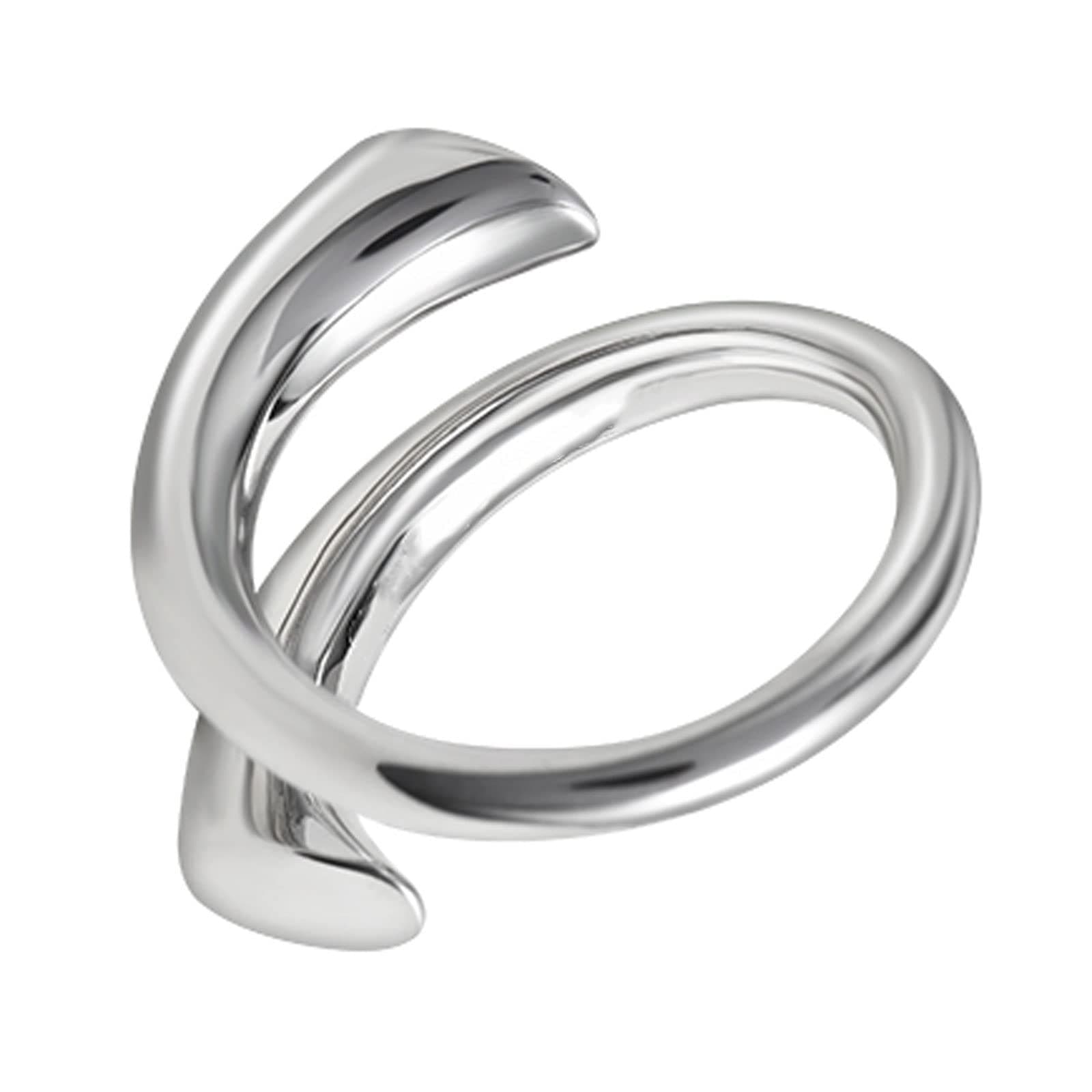 Adjustable 925 Sterling Silver Rings Double Line Thumb Ring Statement Minimalist Jewelry High Polish Open Ring for Women