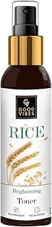 Good Vibes Rice Brightening Toner 120 ml, Hydrating Light Weight Moisturizing Glowing Face Spray Toner for All Skin Types, Natural, No Alcohol, Parabens & Sulphates, No Animal Testing