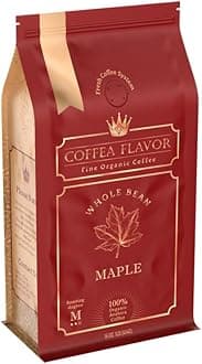 - Maple flavored coffee – 100% arabica coffee beans whole, Single Origin, medium roast, USDA Organic, Naturally No Artificial Sweeteners– by Coffea Flavor