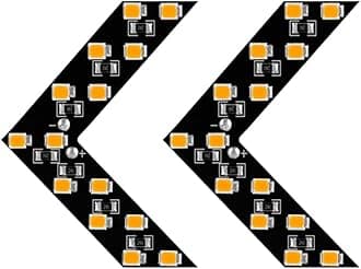 2PCS 14-SMD LED Arrow Panel Lights, Auto Parts Concealed LED Marker Clearance Light for Car Rearview Mirror Indicator Turn Signal Sequential Light Bulb Motorcycle Tail Lights (Yellow)